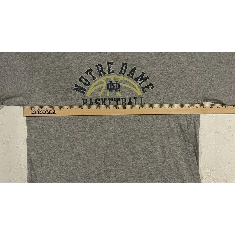 Vintage Adidas Notre Dame Basketball Shirt Mens XL Gray Logo‎ Short Sleeve